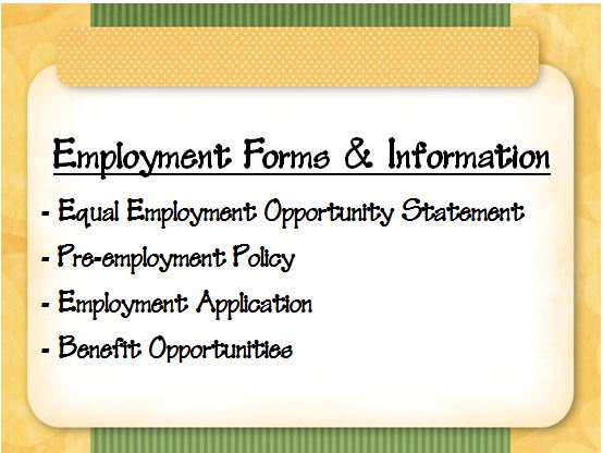 Forms & Information related to employment opportunities