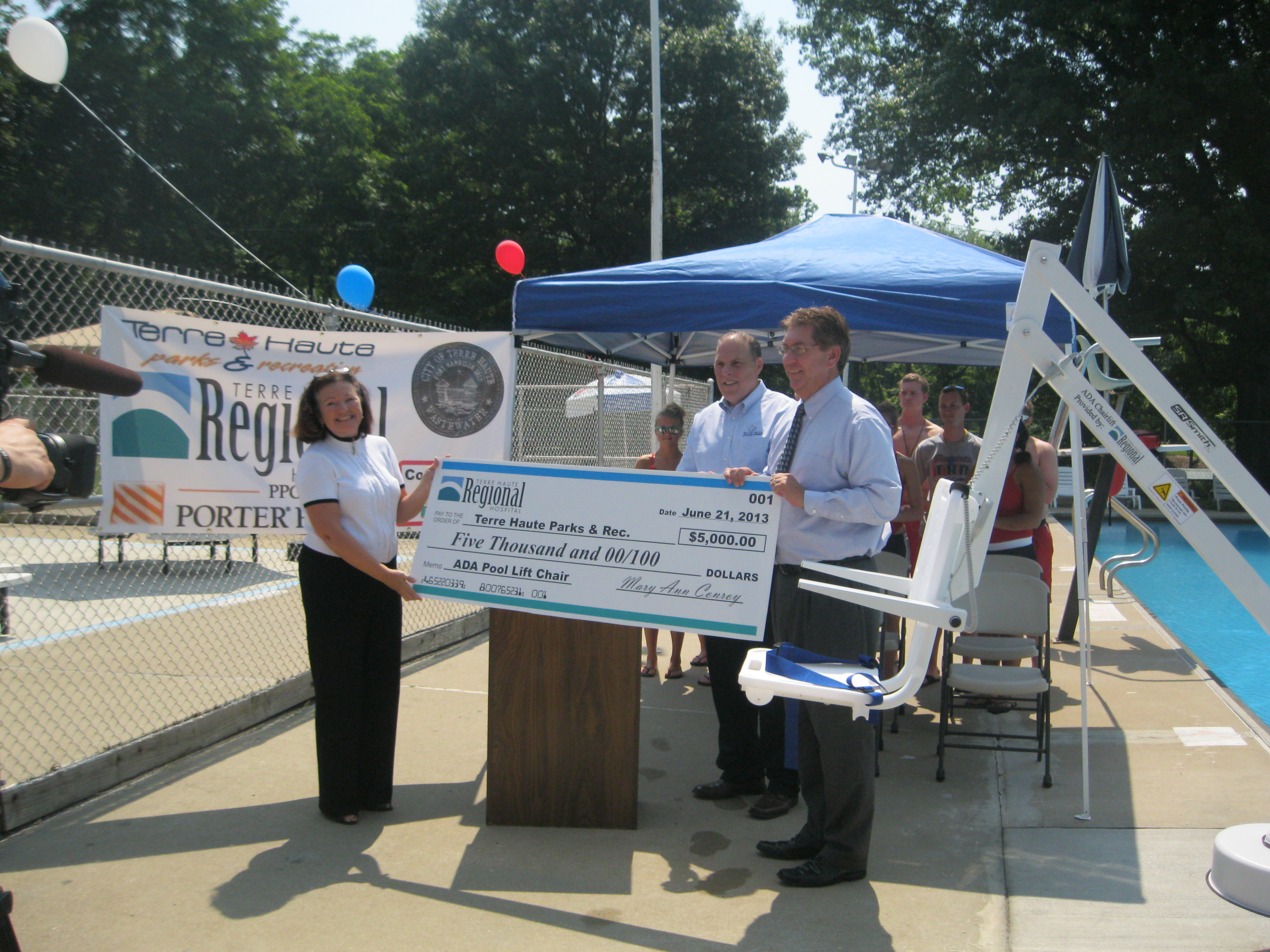 Terre Haute Regional Hospital Presents Check to the City of Terre Haute